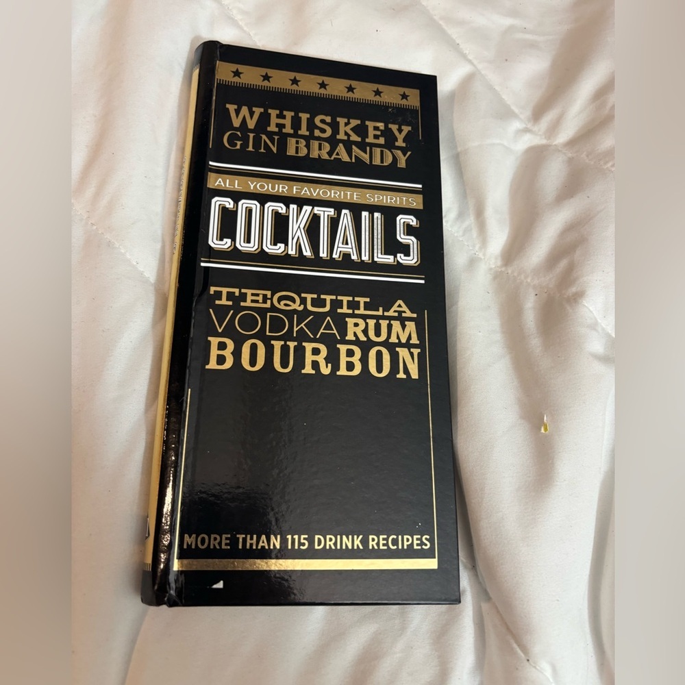 Black and Gold All your favorite Cocktail Recipe Book- whiskey Gin Brandy Rum